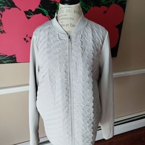 Avia Light Gray Sporty Nylon Bomber Jacket Size 3XL